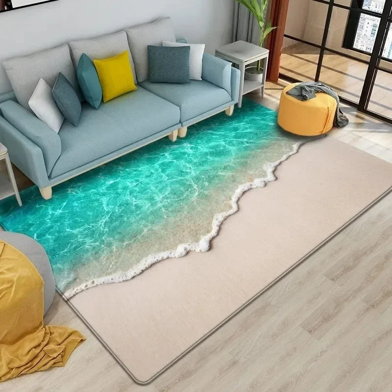 Tapete em Estampa 3D Praia e Ondas