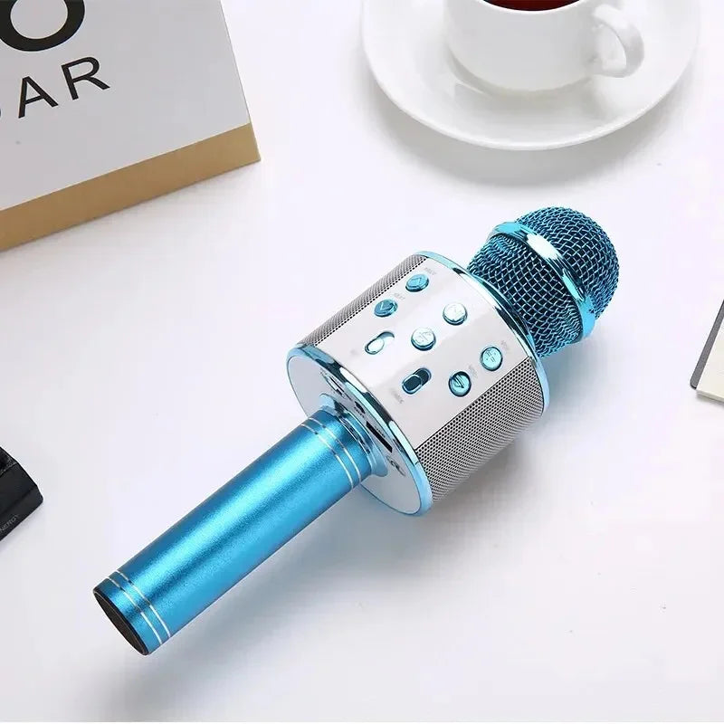 Microfone Karaokê Sem Fio Bluetooth com Luzes LED